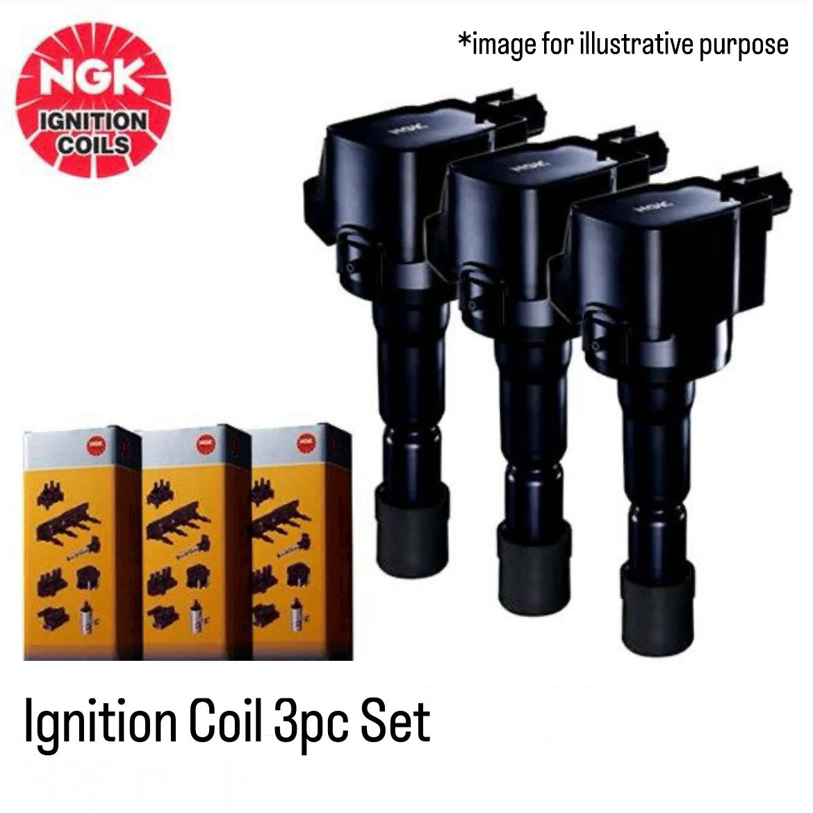 S500P/S510P Ignition Coil 3pc Set (NGK) for Daihatsu Hijet (OEM:19500-B2051)