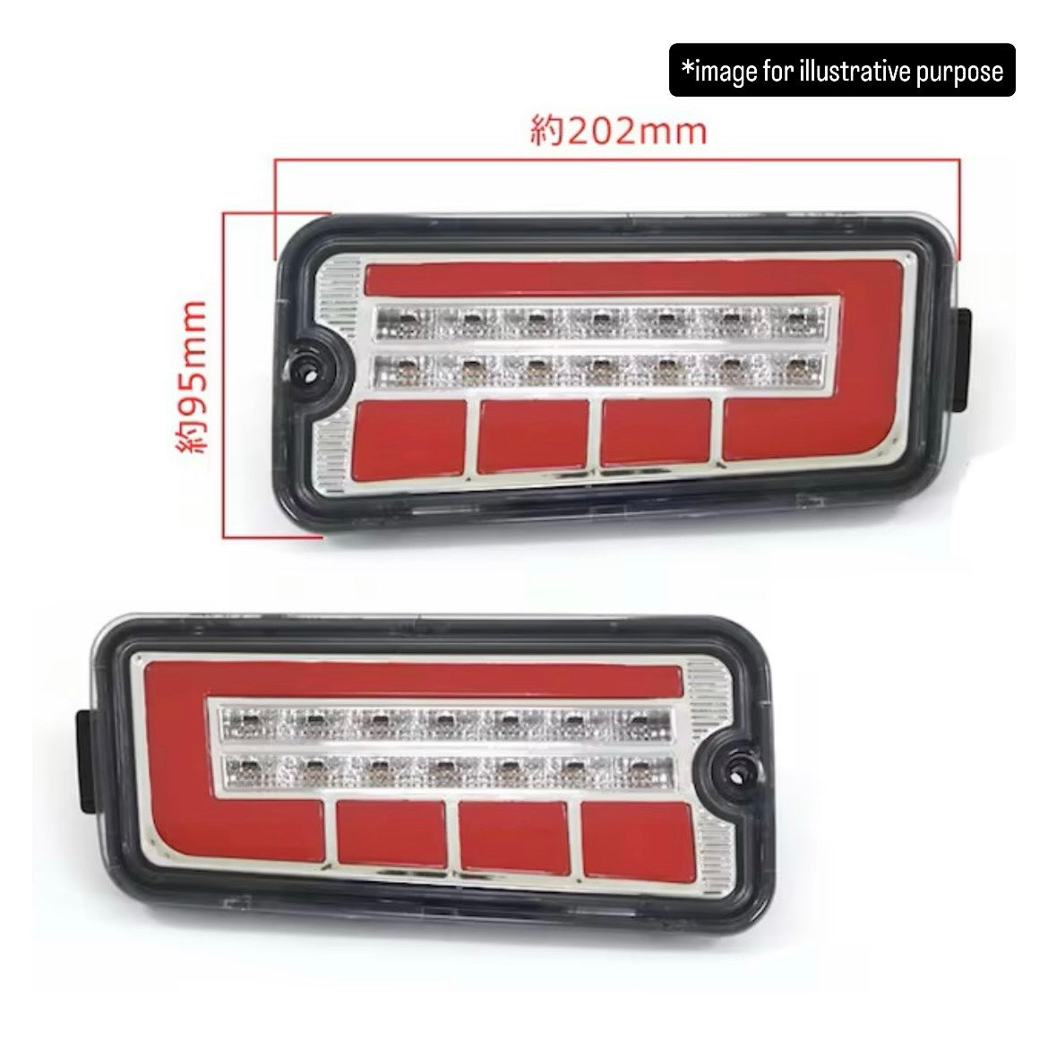 S500P/S510P Early Model LED Fiber Tail Lamps Left and Right Set for Hijet Truck / Hijet Jumbo (Sequential Turn Signal New Daihatsu Exterior Custom Parts, 2 Colors Options)