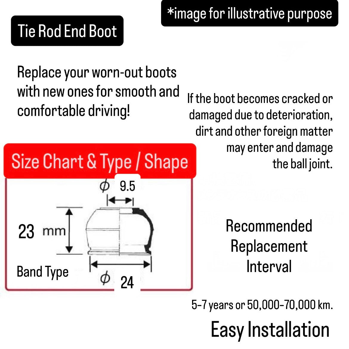 HA36S/HA36V Tie Rod End Boot 2pc & Lower Ball Joint Boot 2pc Set (OHNO) for Suzuki Alto (December.2014 onward, Total:4Pieces) (OEM:48819-60B00/45714-68810)