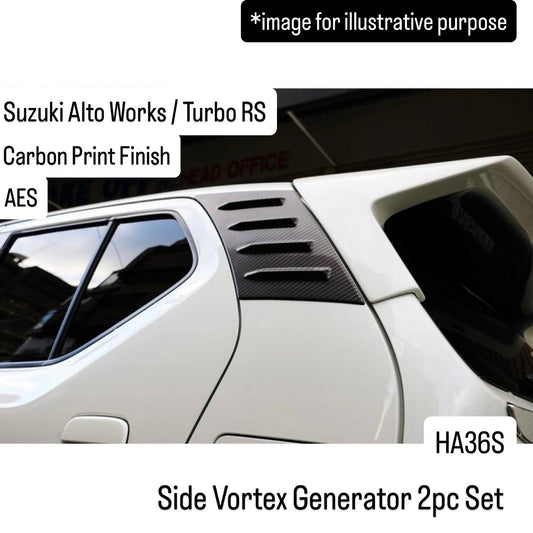HA36S Side Vortex Generator 2pc Set (TAKE OFF) for Suzuki Alto Works / Turbo RS (Carbon Print Finish, AES)
