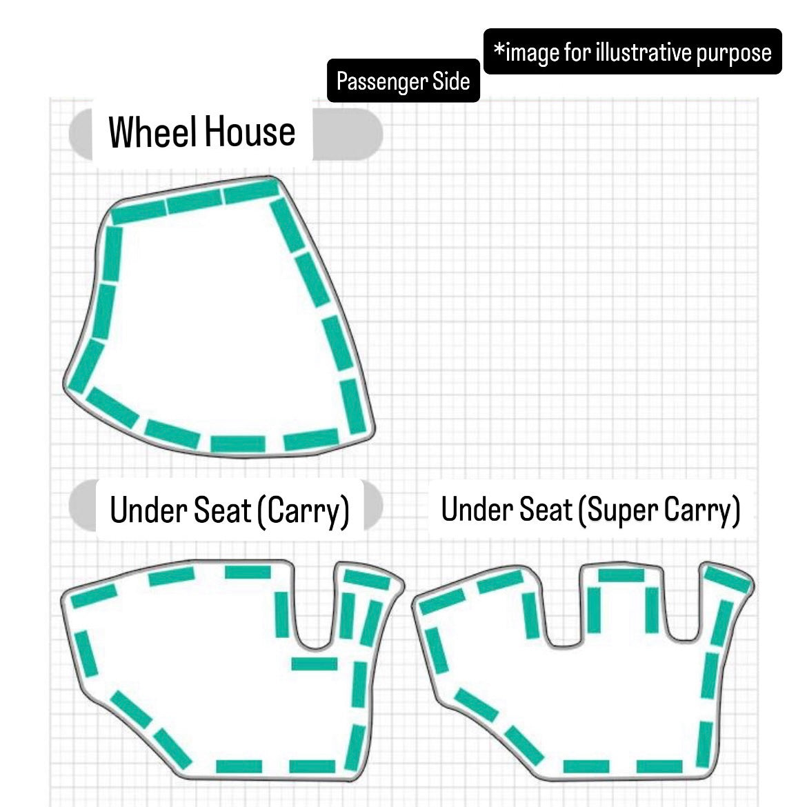 DA16T Wheel House & Under Seat Kick Guard Mat 4pc Set for Suzuki Carry / Super Carry (Interior Waterproof Protection Accessories 6Colors)
