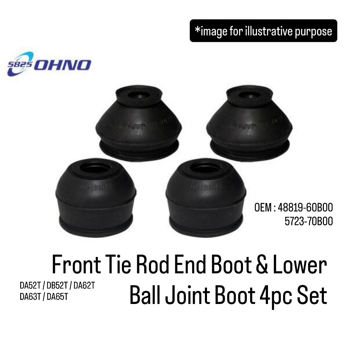 DA52T/DB52T/DA62T/DA63T/DA65T Front Tie Rod End Boot & Lower Ball Joint Boot 4pc Set for Suzuki Carry (OEM:48819-60B00/5723-70B00)