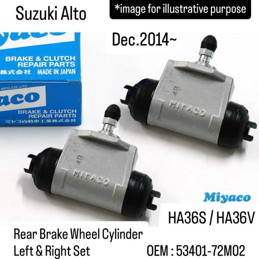 HA36S/HA36V Rear Brake Wheel Cylinder Left & Right Set (Miyaco) for Suzuki Alto  (Dec.2014~) (OEM:53401-72M02)