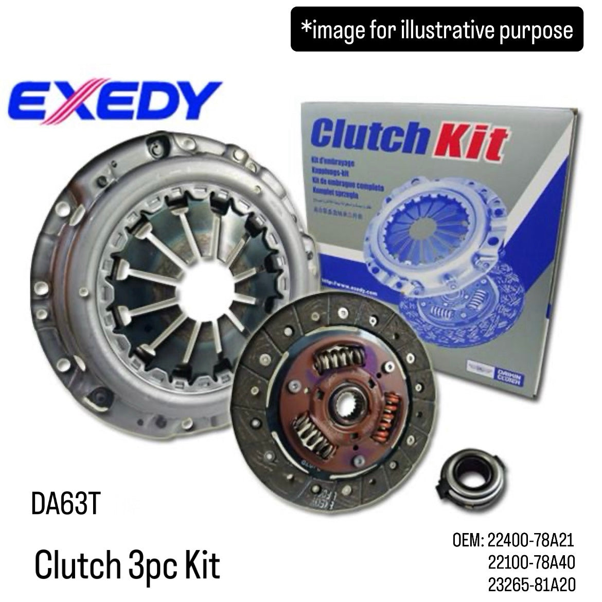 DA63T Clutch 3pc Kit (EXEDY) for Suzuki Carry / Every (OEM:22400-78A21/22100-78A40/23265-81A20)