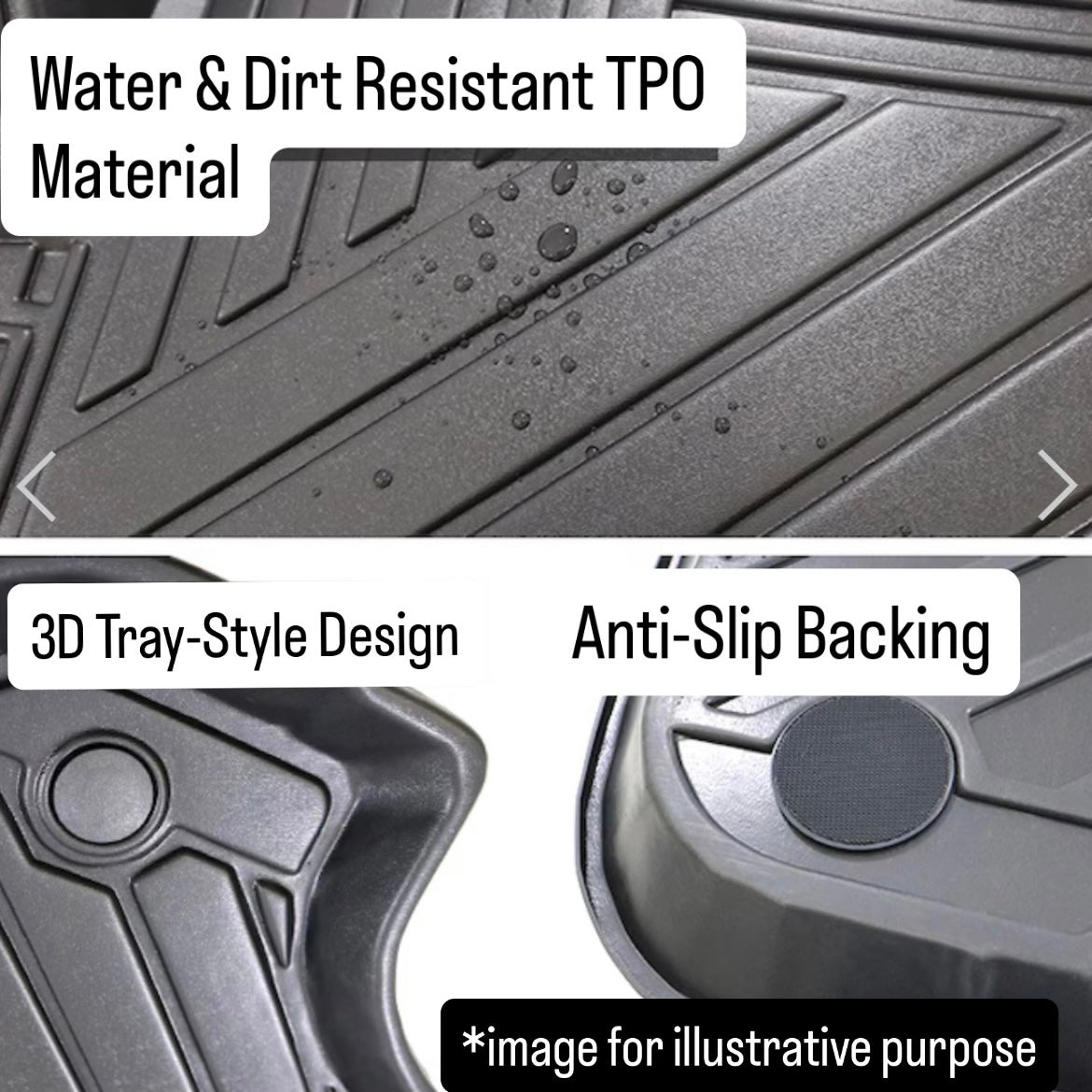S500P/S510P (AT) 3D Floor Mat 2pc Set for Daihatsu Hijet Truck / Hijet Jumbo (Waterproof TPO Rubber Floor Tray Mats, Black)