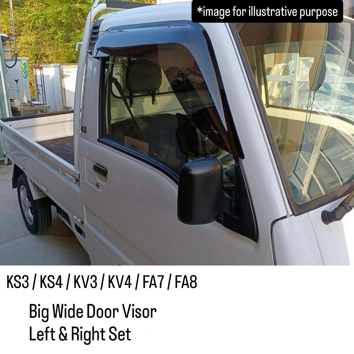 KS3/KS4/KV3/KV4/FA7/FA8 Big Wide Door Visor Left & Right Set for Subaru Sambar / Dias / Domingo (Wind Deflectors, 2 Variations)