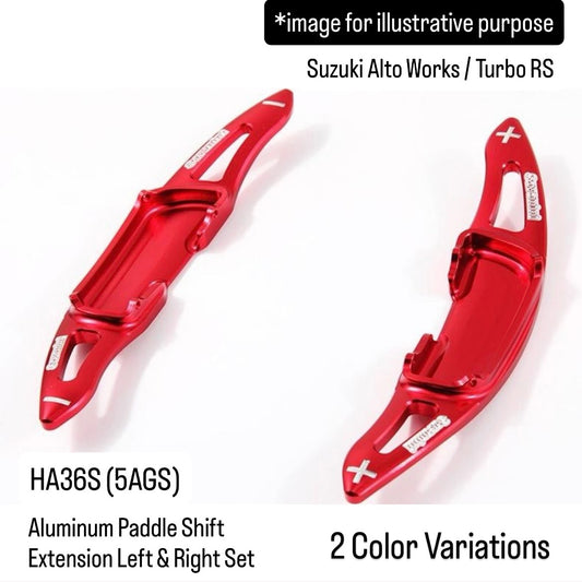 HA36S (5AGS) Aluminum Paddle Shift Extension Left & Right Set for Suzuki Alto Works / Turbo RS (2 Color Variations)