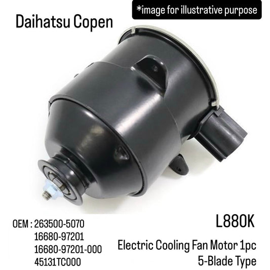 L880K Electric Cooling Fan Motor 5-Blade Type for Daihatsu Copen (OEM:263500-5070/16680-97201/16680-97201-000/45131TC000)