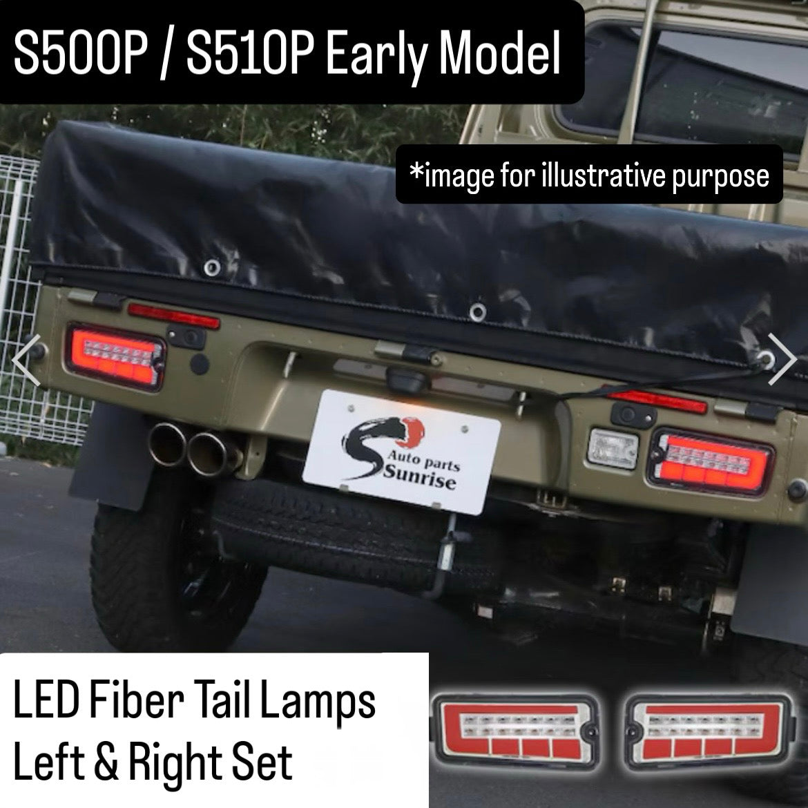 S500P/S510P Early Model LED Fiber Tail Lamps Left and Right Set for Hijet Truck / Hijet Jumbo (Sequential Turn Signal New Daihatsu Exterior Custom Parts, 2 Colors Options)