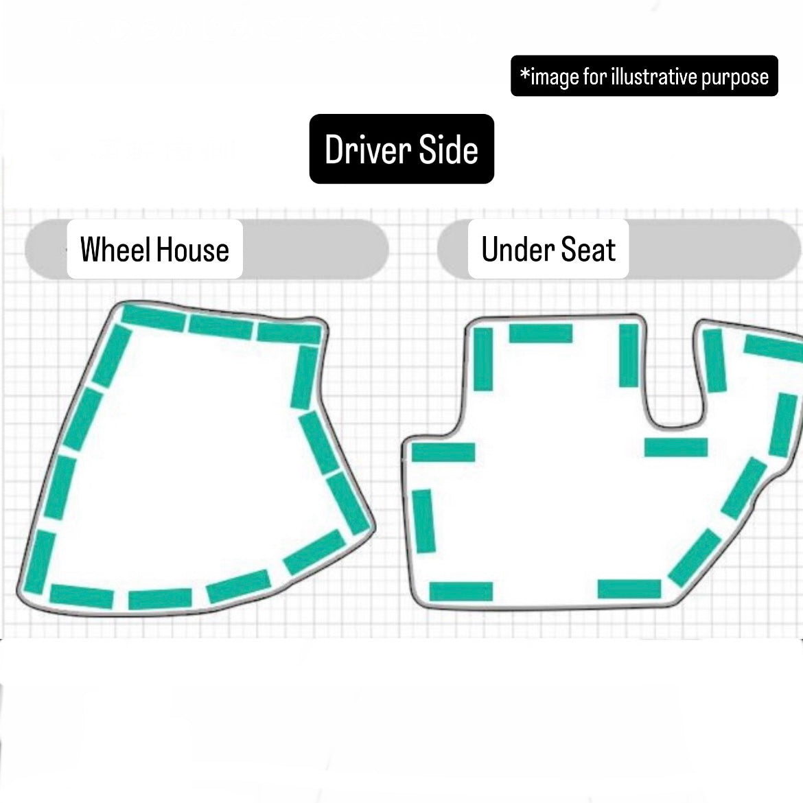 DA16T Wheel House & Under Seat Kick Guard Mat 4pc Set for Suzuki Carry / Super Carry (Interior Waterproof Protection Accessories 6Colors)