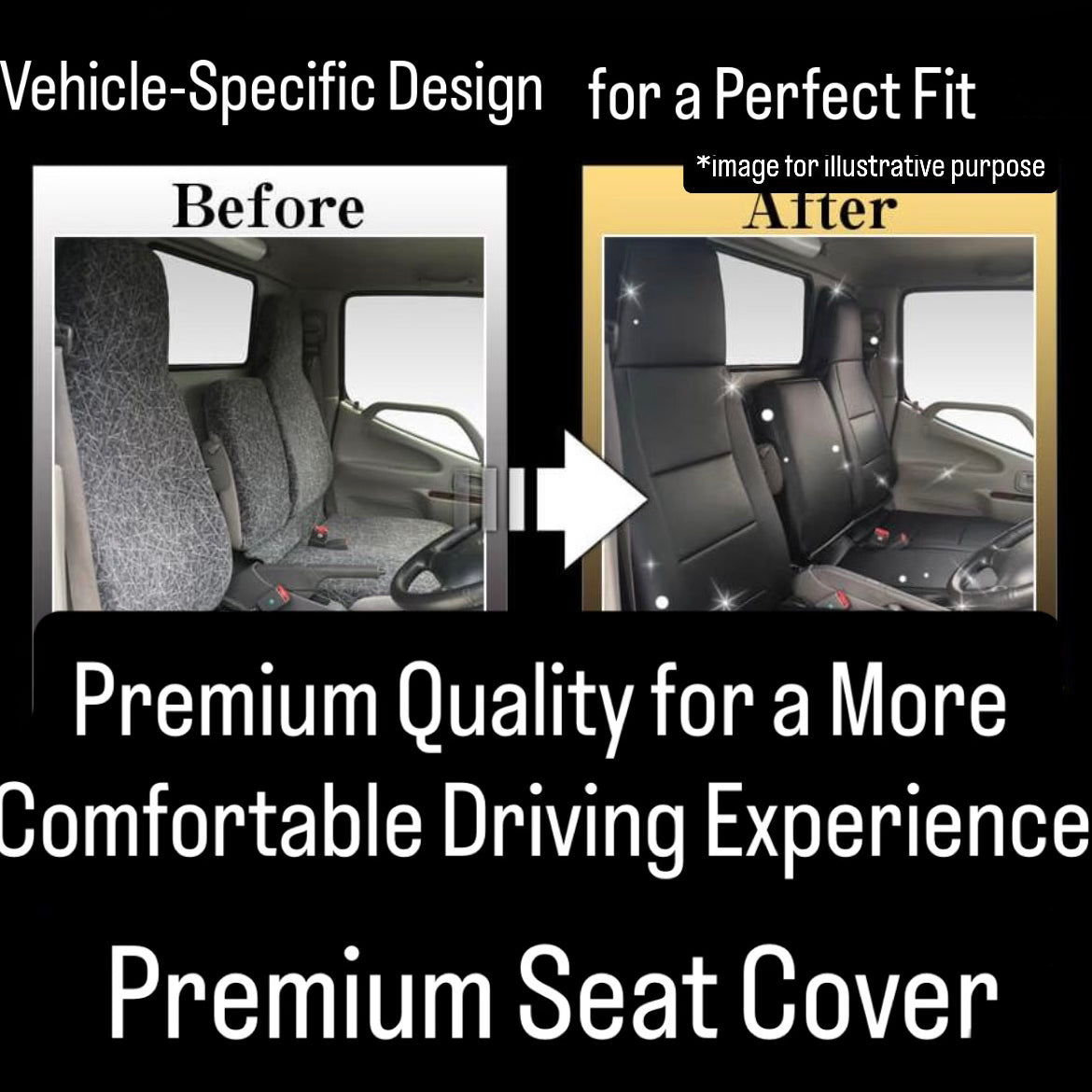 DA52T/DB52T/DA62T Front Seat Cover Set (Azur) for Suzuki Carry Truck (Split Headrest Type)