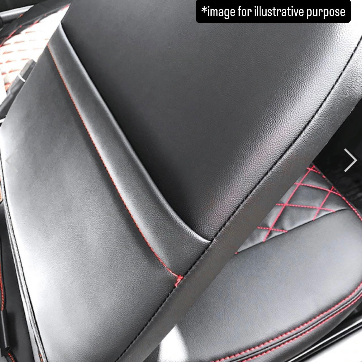 S500P/S510P Early Model Diamond Quilted Seat Cover Set for Daihatsu Hijet Truck (Black PVC Leather with Red Stitching, Left & Right Set)