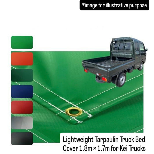 Lightweight Tarpaulin Truck Bed Cover Sheet 1.8m × 1.7m for Kei Trucks (Waterproof Cargo Cover, 7 Colors, Includes Rubber Ropes)