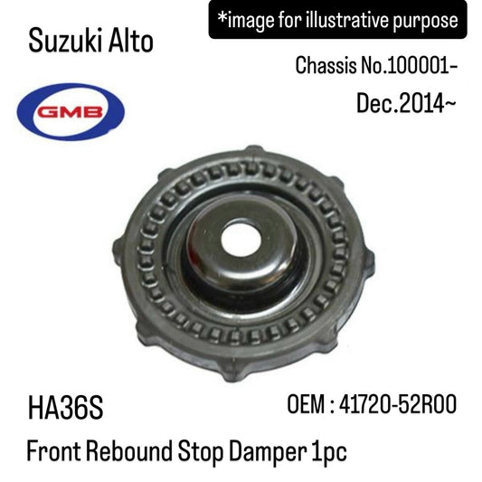 HA36S Front Rebound Stop Damper (GMB) for Suzuki Alto (Dec.2014~, Chassis No.100001–, Left & Right Common) (OEM:41720-52R00)