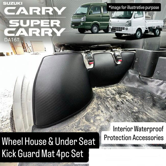 DA16T Wheel House & Under Seat Kick Guard Mat 4pc Set for Suzuki Carry / Super Carry (Interior Waterproof Protection Accessories 6Colors)