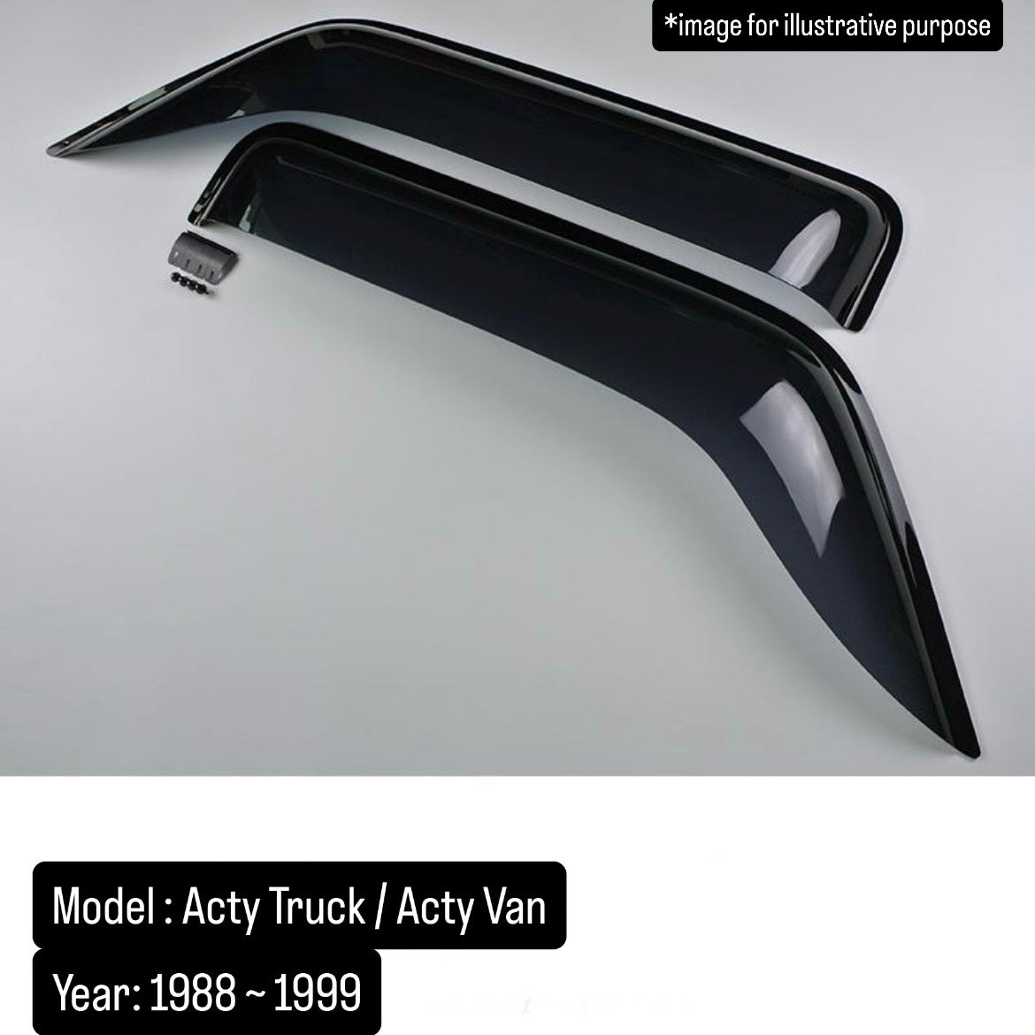 HA1/HA2/HA3/HA4/HA5/HH1/HH2/HH3/HH4 Big Wide Door Visor Set for Honda Acty Truck / Acty Van (Big Wind Deflectors, 2 Variations)