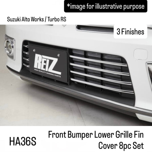 HA36S Front Bumper Lower Grille Fin Cover 8pc Set for Suzuki Alto Works / Turbo RS (3 Finishes)